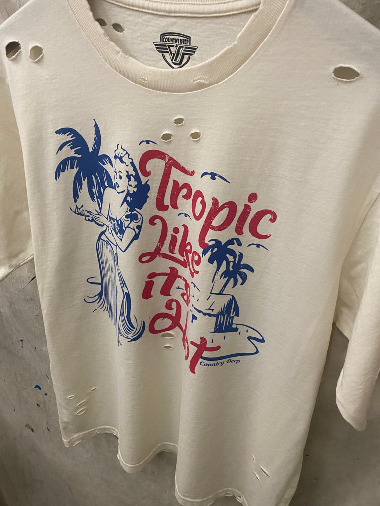Tropic Like It's Hot distressed 80's vintage T shirt – Country Deep