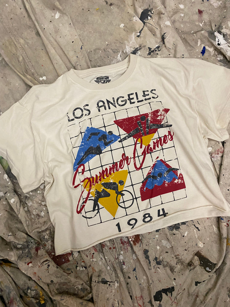 Los Angeles Summer games 1984 Vintage Relaxed Crop T-shirt