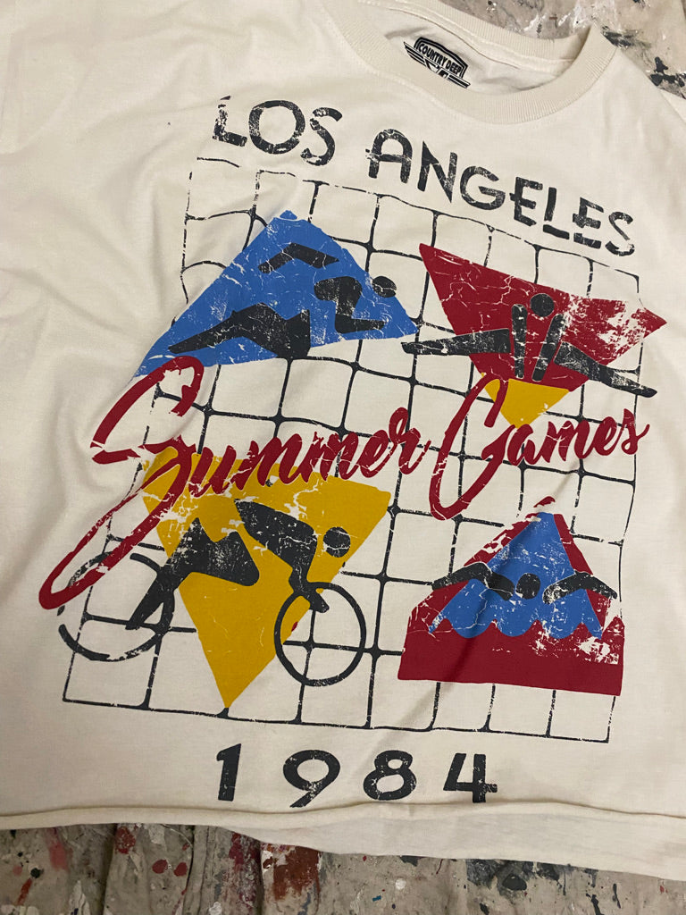 Los Angeles Summer games 1984 Vintage Relaxed Crop T-shirt 