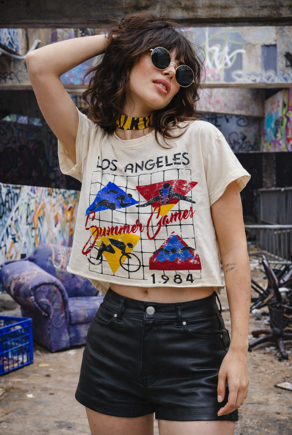 Los Angeles Summer games 1984 Vintage Relaxed Crop T-shirt