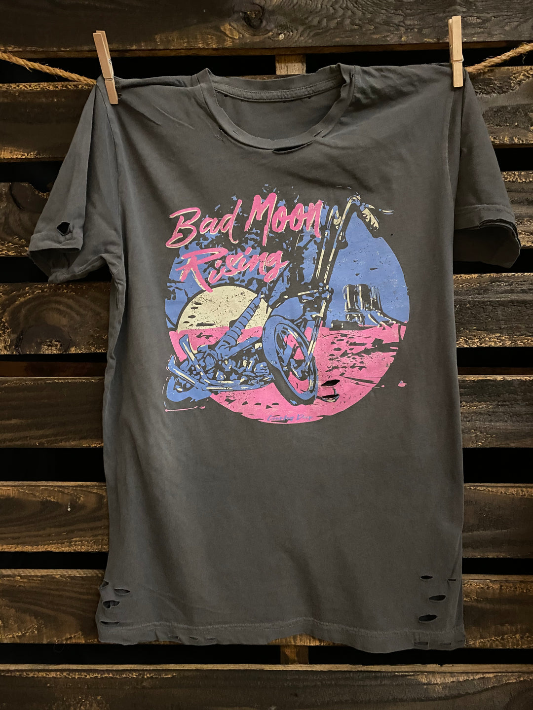 BMR MOON RISING バンドTシャツ 当時物 ヴィンテージ サイズ L Bad Moon Rising Chopper 1980's Distressed T-shirt – Country Deep