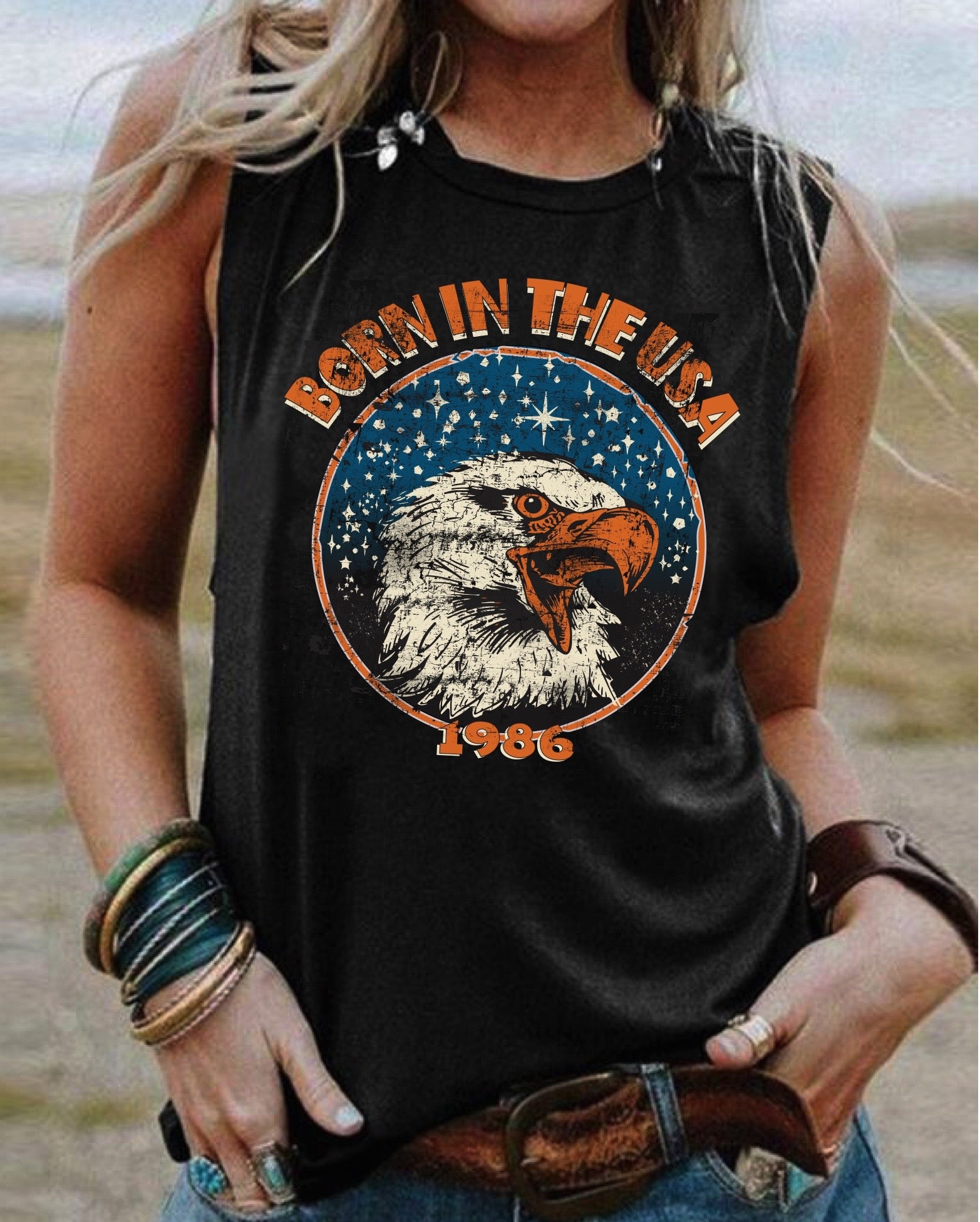 Born in the USA vintage slub Muscle top – Country Deep