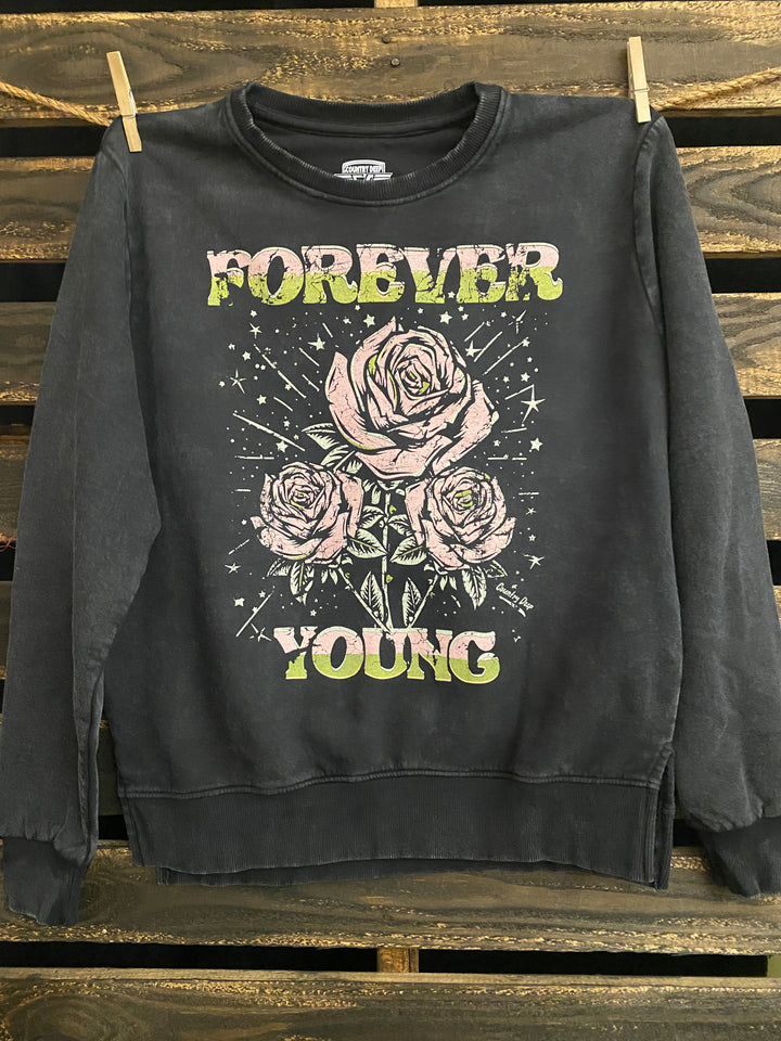 Forever Young Acid Wash Relaxed fit Sweatshirt – Country Deep