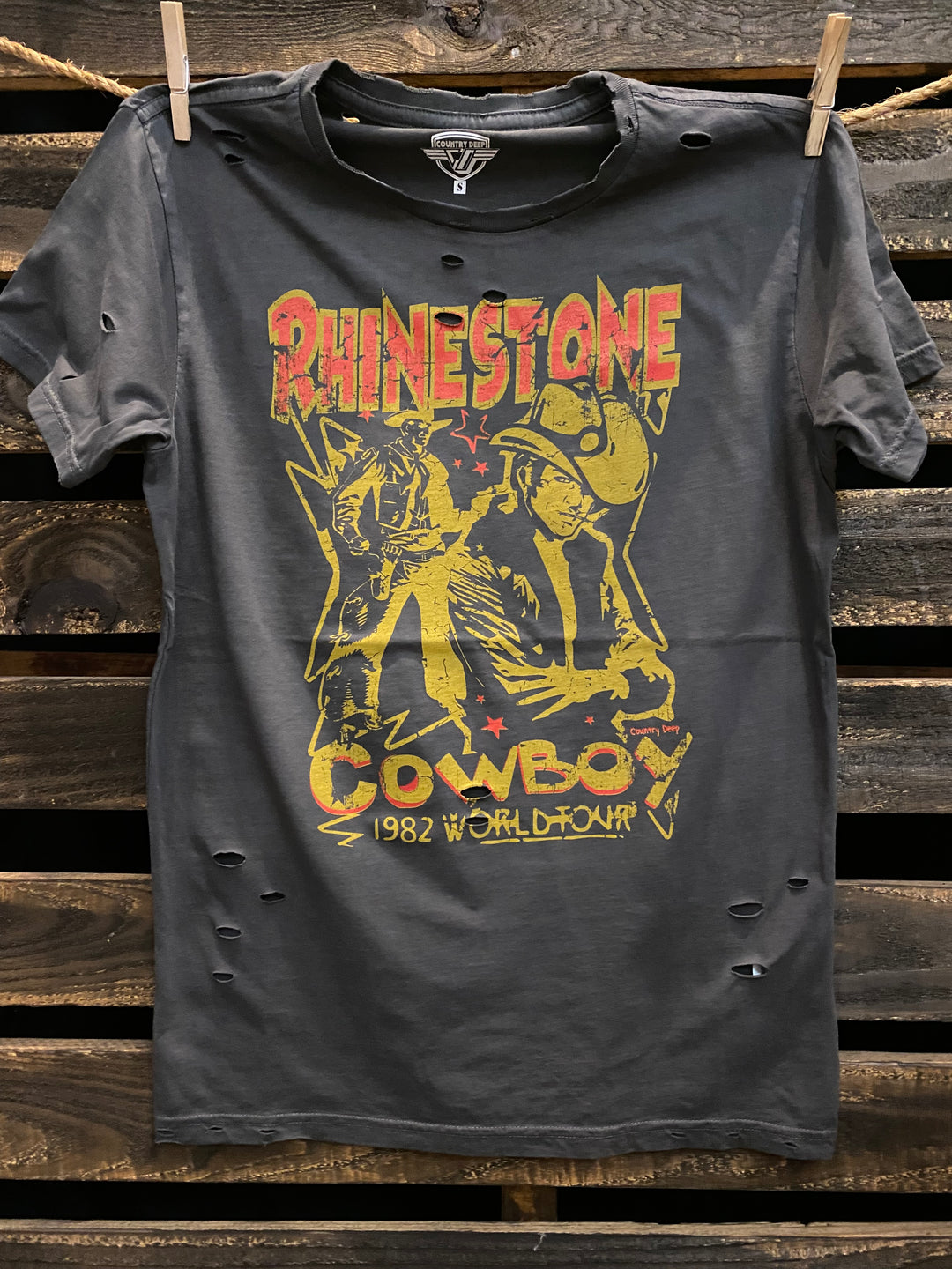 トップス DIANTE RHINESTONE VINTAGE TEE Women Y2K Rhinestone Cross T-Shirt Short Sleeve Round Neck