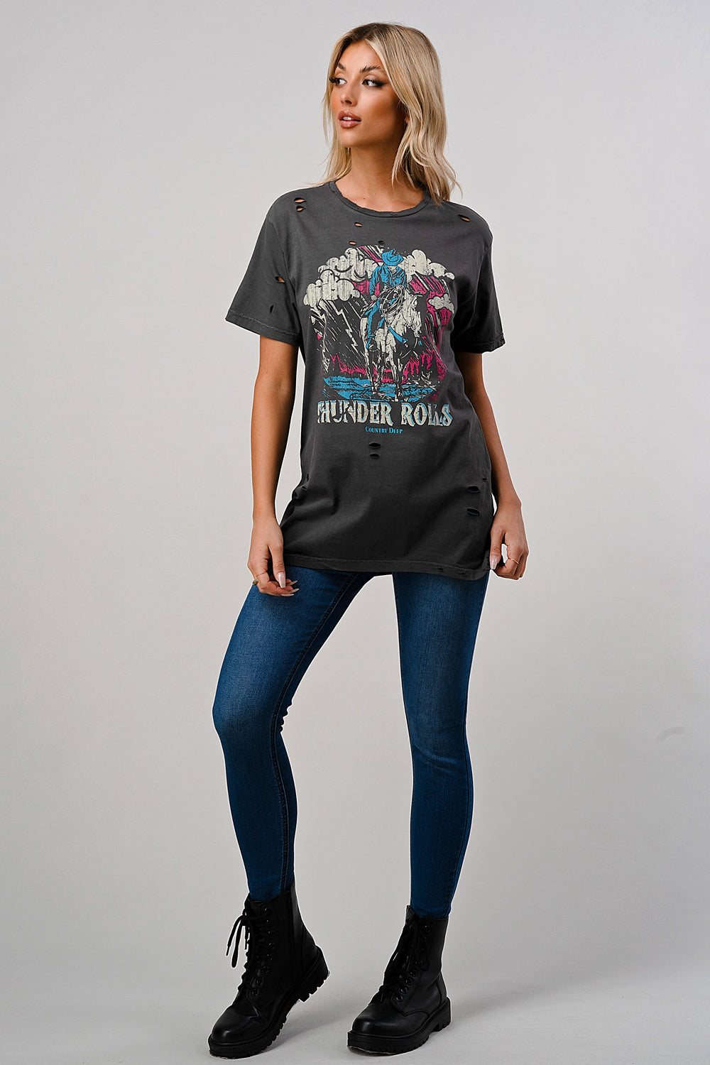 Thunder Rolls Distressed T-shirt – Country Deep